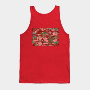 Pink Red and Green Fallen Leaves Tank Top